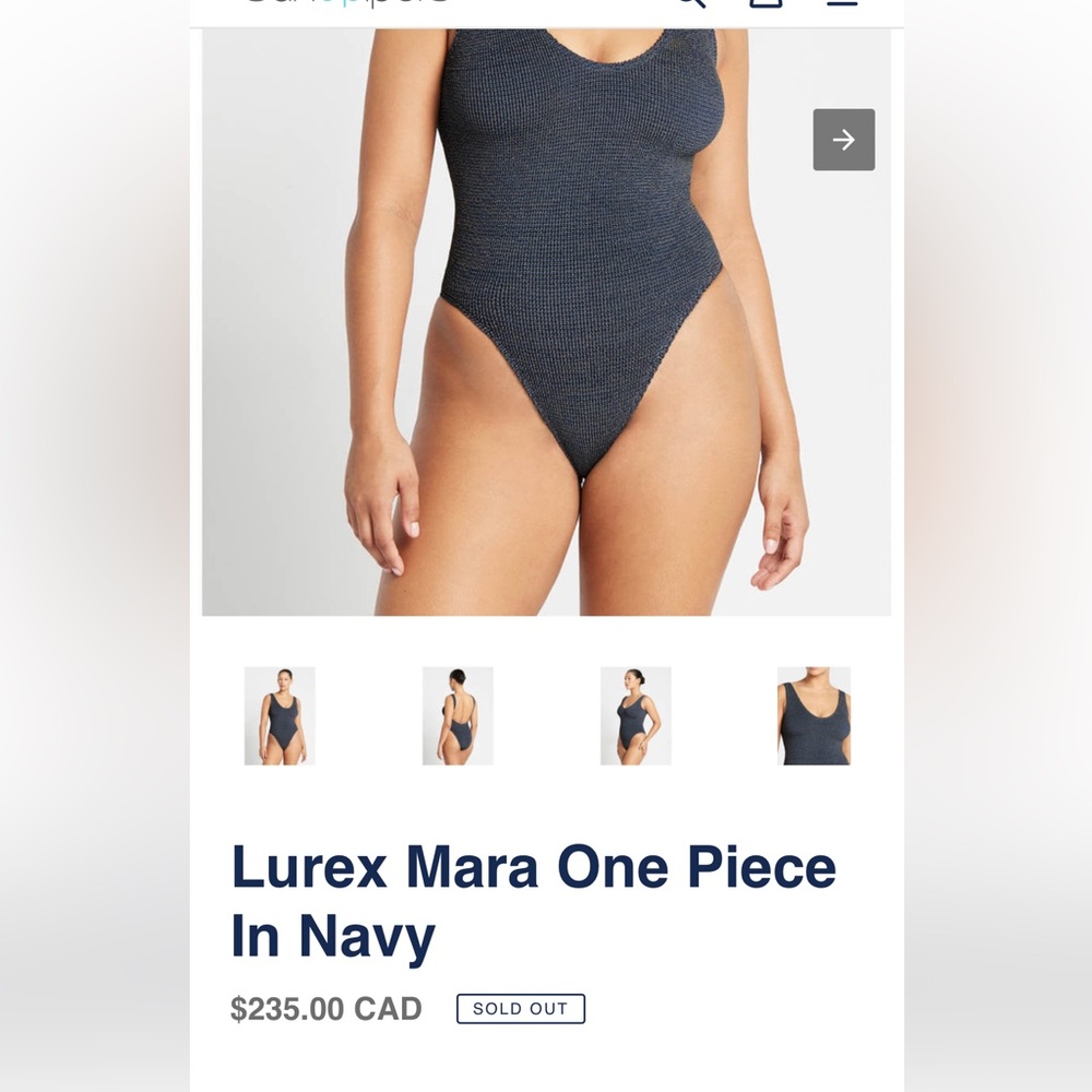 Bond-eye swim One Piece in Navy Lurex, One Size Fits Most